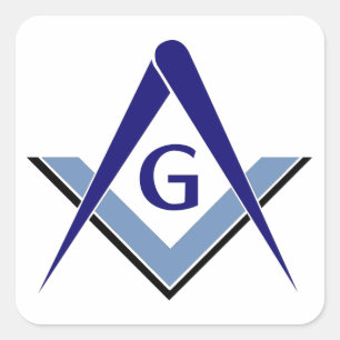 Modern Blue Square & Compasses Sticker
