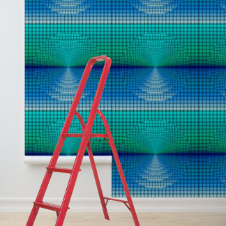 Modern blue squares and circles Peel and stick Wallpaper