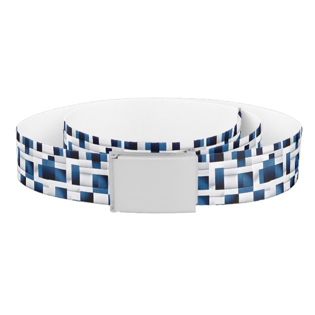 Modern Blue Squares Repeating Pattern Belt (Coil)