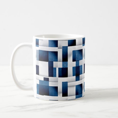 Modern Blue Squares Repeating Pattern Coffee Mug