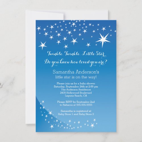Modern Blue Star Boys Baby Shower Invitation