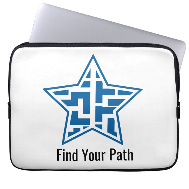 Modern Blue Star Maze Geometric Pattern Laptop Sleeve (Front)