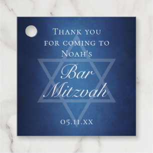 Modern Blue Star of David Formal Bar Mitzvah Party Favor Tags
