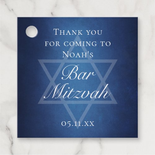 Modern Blue Star of David Formal Bar Mitzvah Party Favor Tags