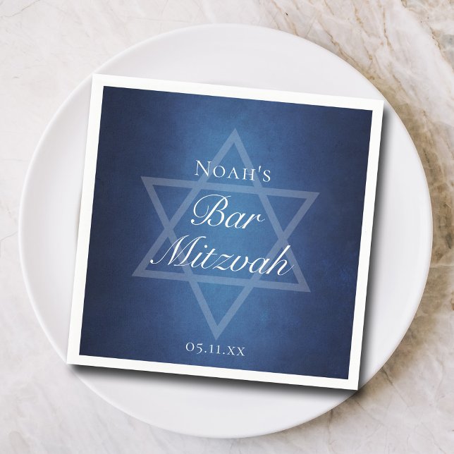 Modern Blue Star of David Formal Bar Mitzvah Party Napkins (Creator Uploaded)