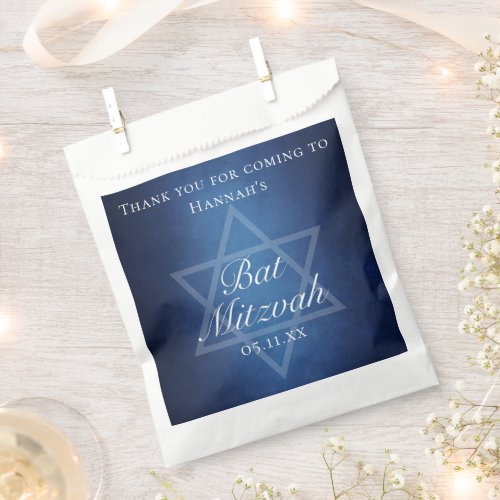 Modern Blue Star of David Formal Bat Mitzvah Party Favor Bag