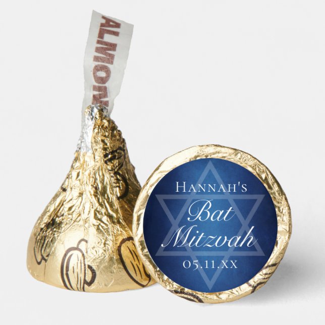 Modern Blue Star of David Formal Bat Mitzvah Party Hershey®'s Kisses® (Front)