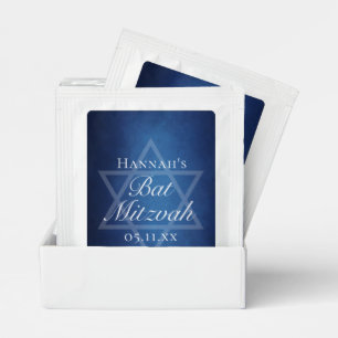 Modern Blue Star of David Formal Bat Mitzvah Party Tea Bag Drink Mix
