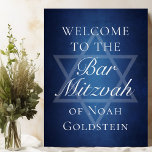 Modern Blue Star of David Welcome to Bar Mitzvah Foam Board<br><div class="desc">Beautiful deep shades of dark blue create a texture like water on this formal Bar Mitzvah welcome foam board. Elegant white minimalist script with your son's name on the subtle Star of David to celebrate your Jewish son's coming of age.</div>