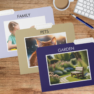 Modern Blue Stone Elegant Organizing Custom Photo File Folder