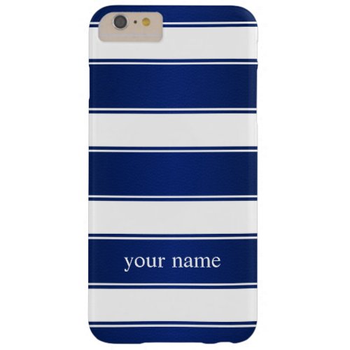Modern Blue Stripe Leather_Look iPhone 6 Plus Case