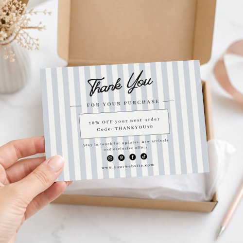 Modern Blue Striped Business Thank You Card