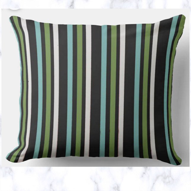 Modern Blue Striped Outdoor Pillow (Creator Uploaded)
