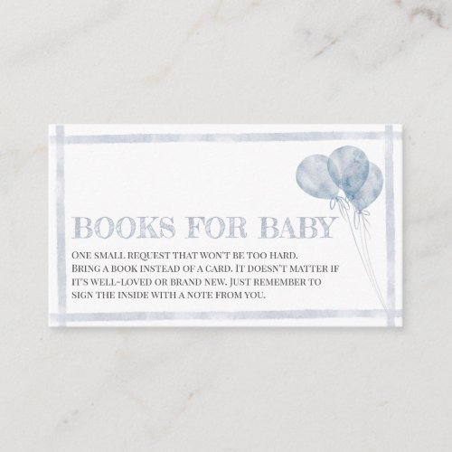 Modern Blue Stripes Balloons Oh Boy Books For Baby Enclosure Card