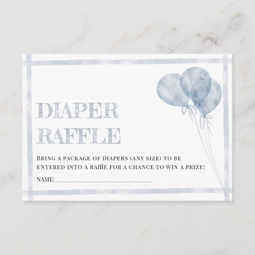 Modern Blue Stripes Balloons Oh Boy Diaper Raffle Enclosure Card