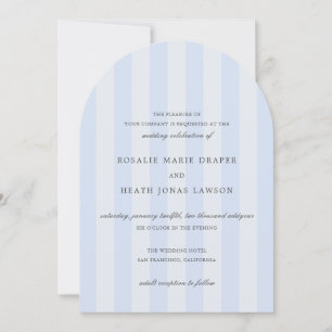 Modern Blue Stripes Elegant Wedding Invitation