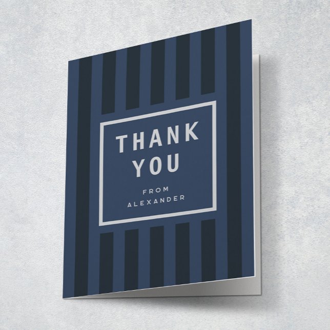 Modern Blue Stripes Graduation Thank You (Creator Uploaded)
