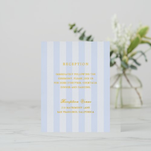 Modern Blue Stripes Wedding Foil Enclosure Card