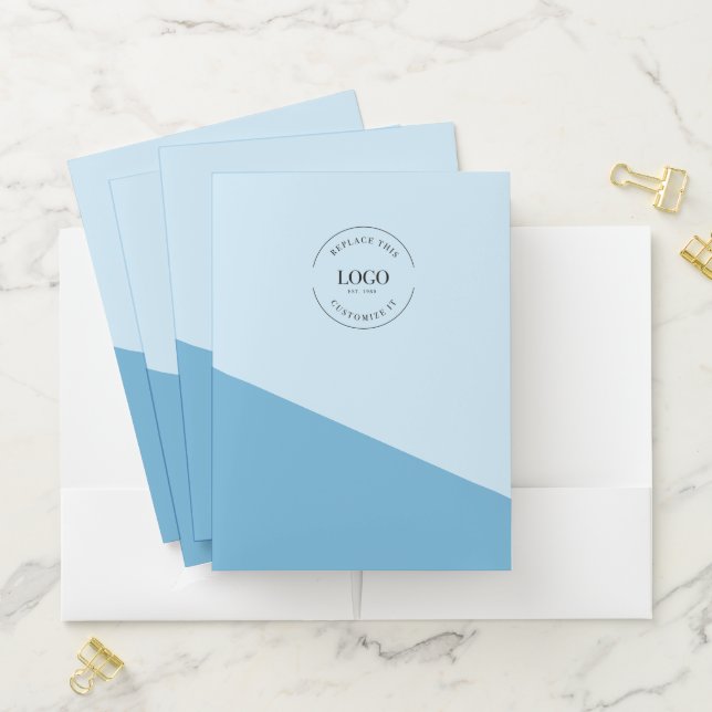 Modern Blue Stylish Custom Business Logo website  Pocket Folder (In Situ)