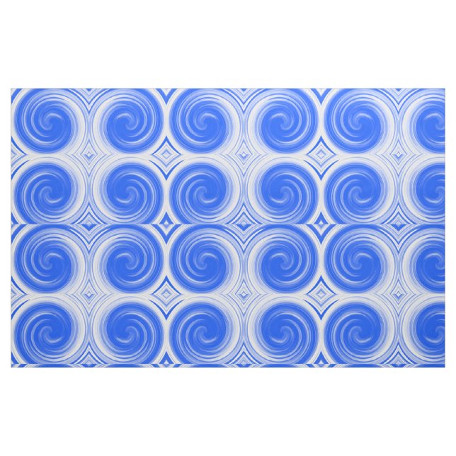 Modern Blue Swirl Abstract Art #2 Fabric (Fat Quarter)