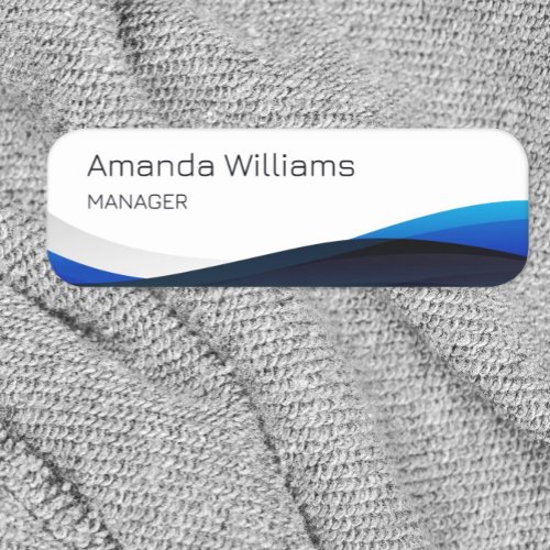 Modern Blue Swirl Employee Name Tag