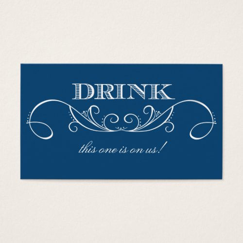 Modern Blue Swirl Wedding Drink Ticket Business Card