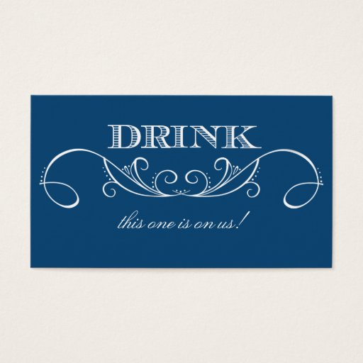 Customizable Modern Blue Swirl Wedding Drink Ticket Business Card