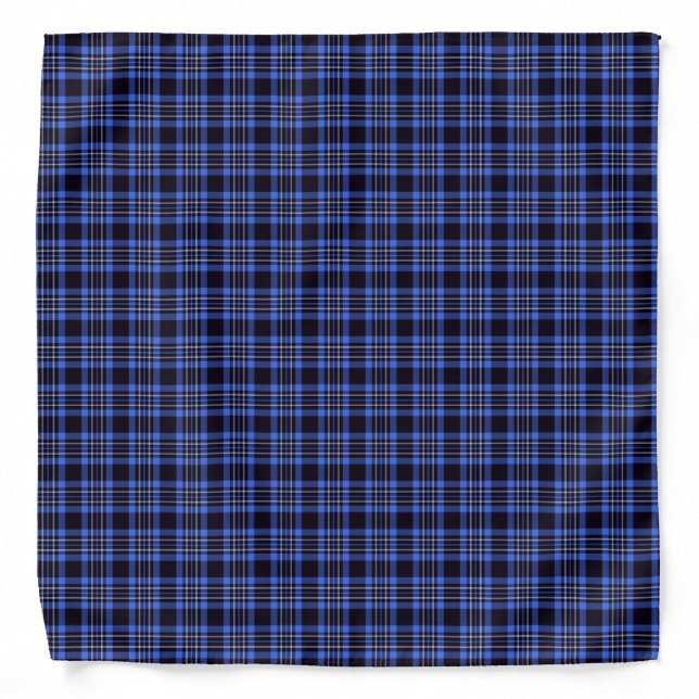 Modern Blue Tartan Pattern Bandana (Front)