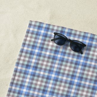 Modern Blue Taupe Tartan Plaid