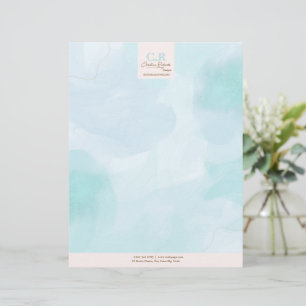 Modern Blue Teal Watercolor Letterhead