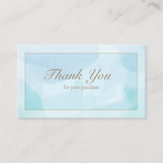 Modern Blue Teal Watercolor Thank You Business Card (Front)