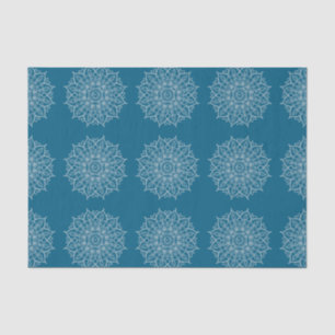 Modern Blue Teal White Mandala Boho Decoupage Gift Tissue Paper