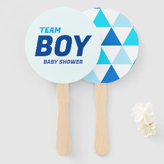 Modern  Blue Team Boy Baby Shower Hand Fan