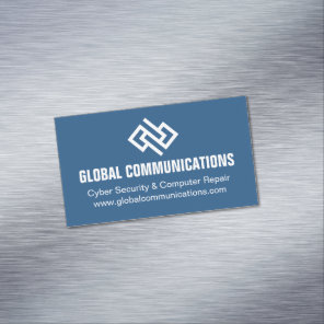 Modern Blue Technology Computer Software Company Business Card Magnet