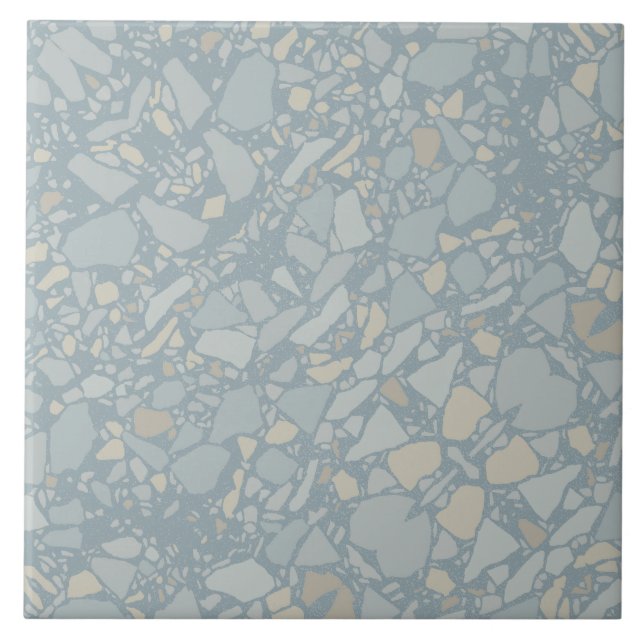 Modern Blue Terrazzo Effect Tile (Front)