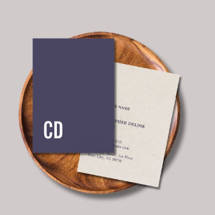 Modern Blue Texture Beige Bold White Monogram Business Card