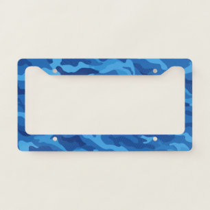 Modern Blue Texture Camo Camouflage Pattern License Plate Frame