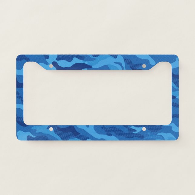 Modern Blue Texture Camo Camouflage Pattern License Plate Frame (Front)