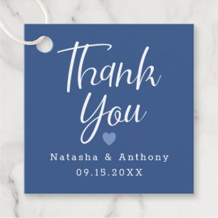 Modern Blue Three Hearts Wedding Thank You Favor Tags