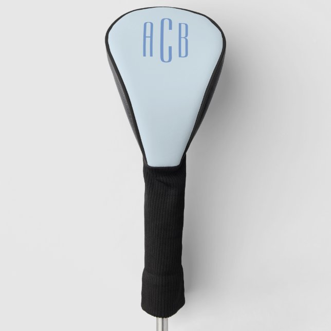 Modern Blue Three Letter Monogram Golf Head Cover (Front)