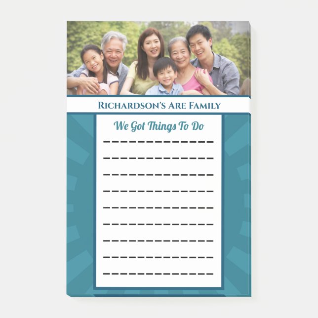 Modern Blue To Do List Personalize Family Post-it Notes (Front)