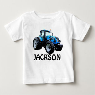 Modern Blue Tractor Baby T-Shirt