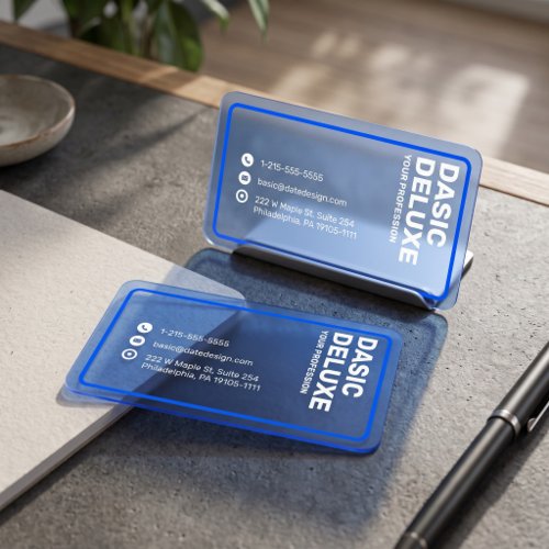 Modern BLUE Translucent Clear Business Cards