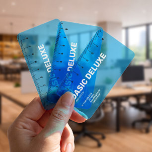 Modern Blue Translucent Ruler Clear Business Cards