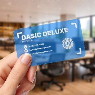Modern Blue Translucent with logo Clear Business Cards