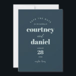 Modern Blue Trendy Photo Save the Date<br><div class="desc">Modern Blue Trendy Photo Save the Date features modern type pairings in bold,  modern colors,  along with a full photo on the back.</div>