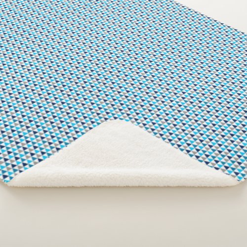 Modern Blue Triangles Geometric Pattern Sherpa Blanket
