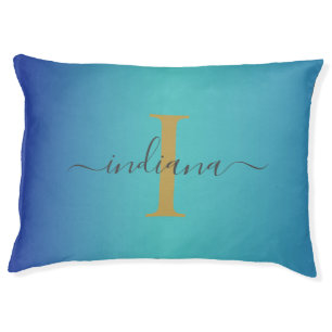 Modern Blue Turquoise Ombre Gradient Pet Bed