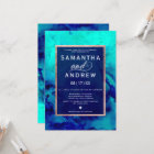 Modern blue turquoise watercolor rose gold wedding
