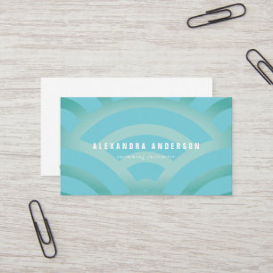 Modern Blue & Turquoise Wave Pattern Business Card